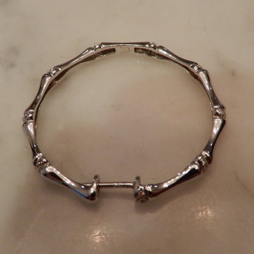 Effy 14 Karat White Gold Single Hoop Bamboo Earring